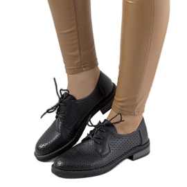 Schwarze durchbrochene Oxford-Schuhe von Ortensia