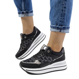 Schwarze Farnese-Turnschuhe silber-