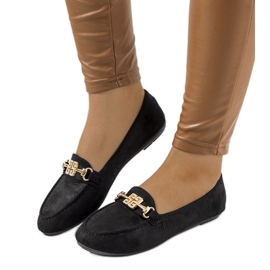 Schwarze Mokassins mit Cardoso-Schnalle