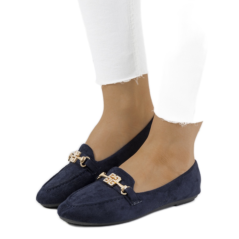 Marineblaue Loafer mit Cardoso-Schnalle