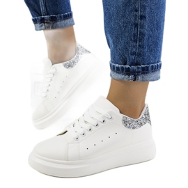 Weiße Turnschuhe für Damen von Gallo silber-