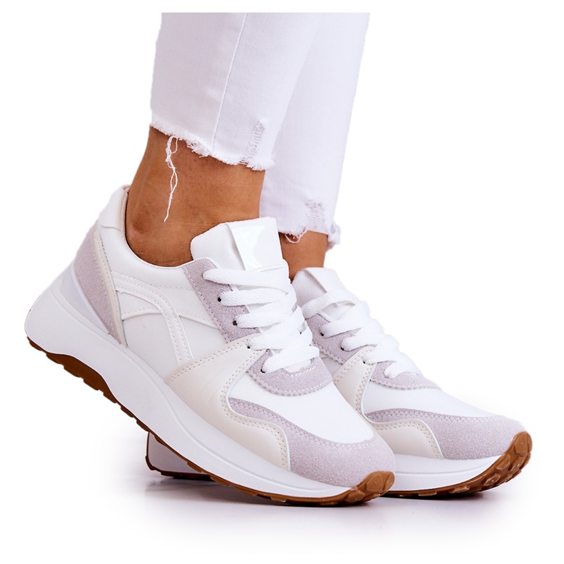 FG2 Weiß-graue Coryse gebundene Sportschuhe