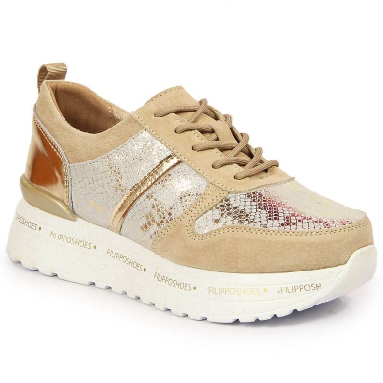 Lederturnschuhe auf der Plattform Filippo W PAW329 beige
