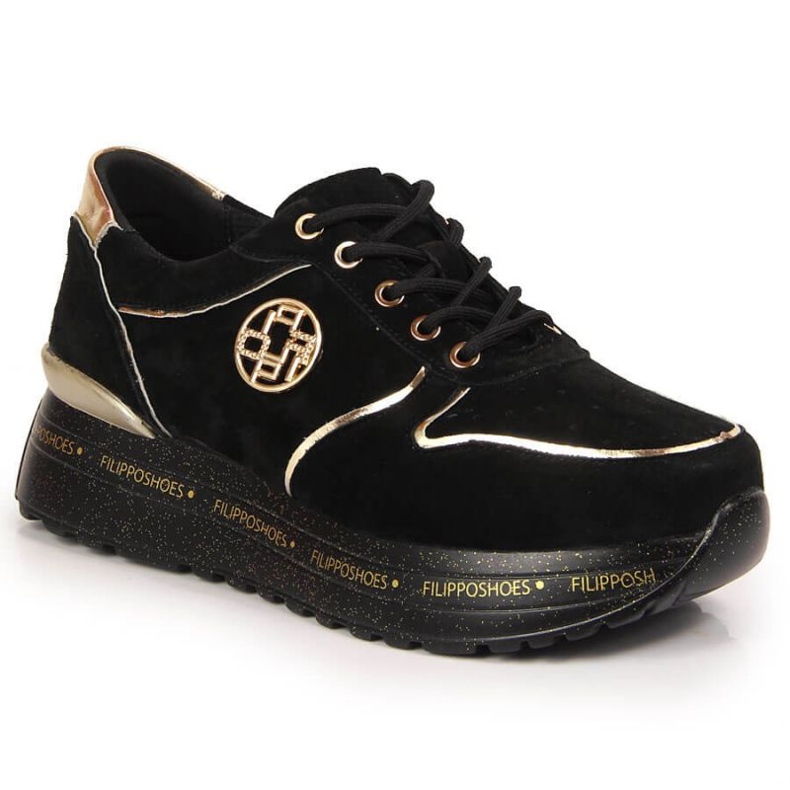 Lederturnschuhe auf der Plattform Filippo W PAW330 schwarz