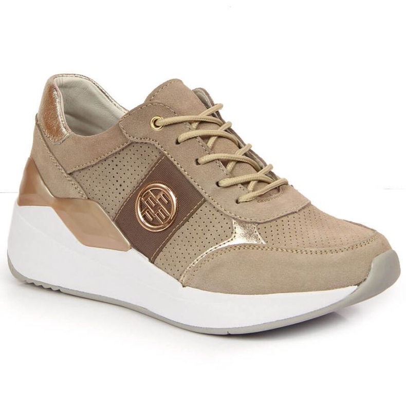 Lederturnschuhe auf einem Keil Filippo W PAW331A beige