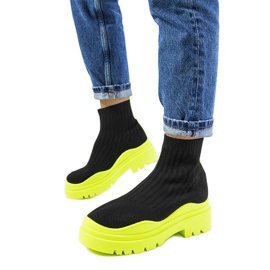 Schwarze und grüne High-Top-Sneakers von Marks