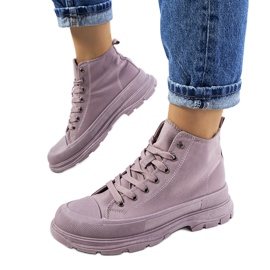 Violette, knöchelhohe Sneakers auf der Boyes-Plattform lila