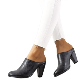 Schwarze Pantoffeln auf dem Plotkin-Posten