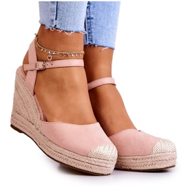 FW1 Damen-Espadrilles auf geflochtenem Plateau Pink Canillo rosa