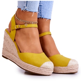 FW1 Damen-Espadrilles auf geflochtenem Plateau Gelb Canillo