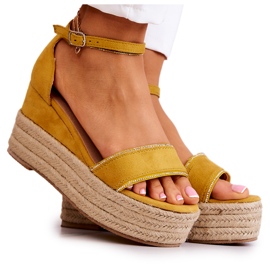 FW1 Damensandalen auf Keilabsatz mit Zirkonia Gelb Linette