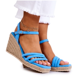 FJ1 Louisiana Blaue Keilsandalen aus Wildleder