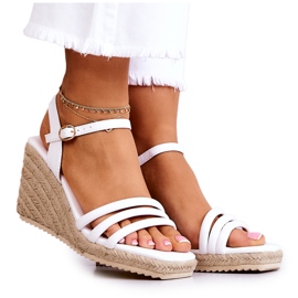 FJ1 Louisiana weiße Sandalen auf einem Keil