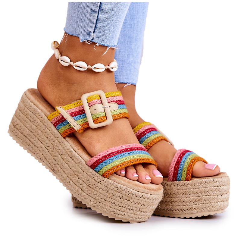 FJ1 Damenhausschuhe auf der Plattform Multicolor Lazare mehrfarbig