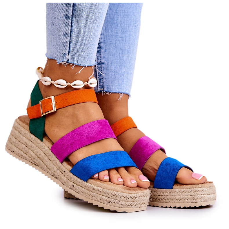 FS1 Damensandalen aus Wildleder mit Schnalle Mehrfarbig Corestra