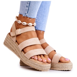 FS1 Damensandalen aus Wildleder mit Schnalle Beige Corestra