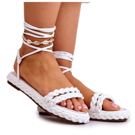 FG2 Damensandalen mit Zopf weiß Lomess