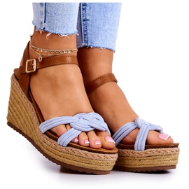 FB2 Modische Sandalen auf einem Keil Blau Roseville