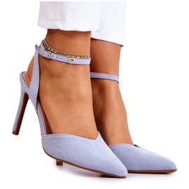 FB2 Wildleder Heels auf einer Kharen Blue Buckle blau