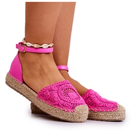 FE1 Damen-Espadrilles auf geflochtener Plattform Fuchsia Calise rosa