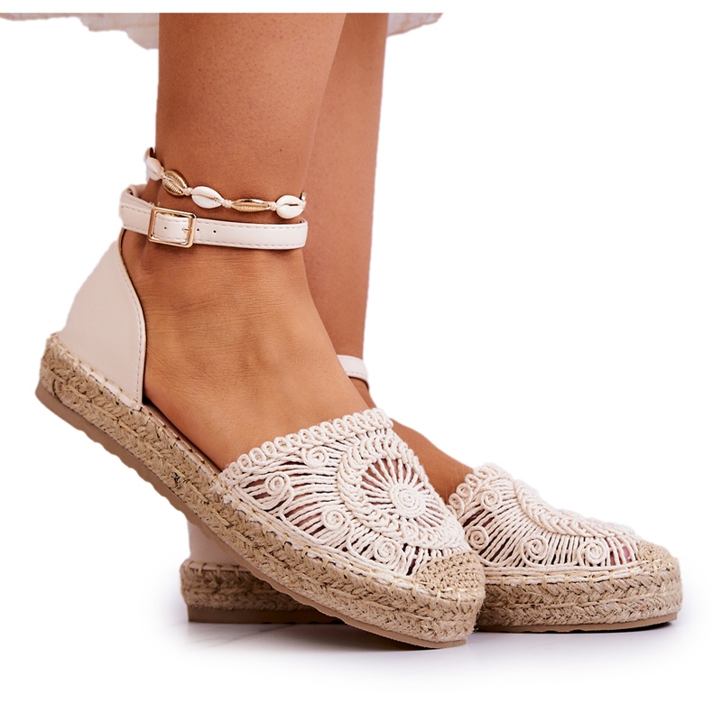 FE1 Damen-Espadrilles auf einer geflochtenen Plattform Beige Calise