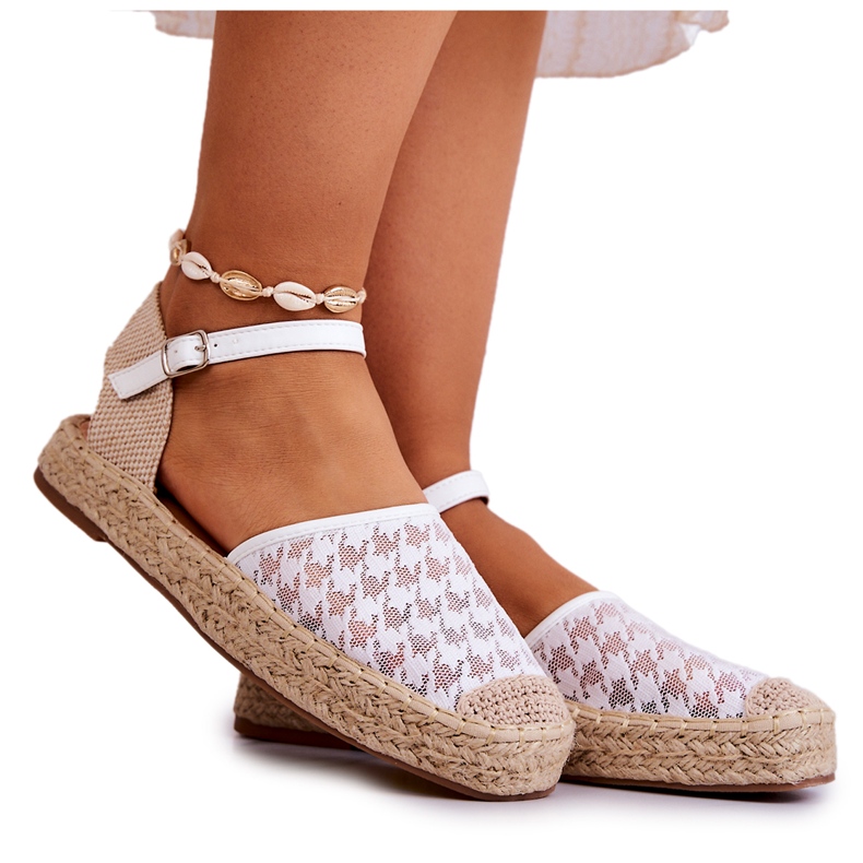 Damen-Espadrilles mit Schnalle Weiß Charlene