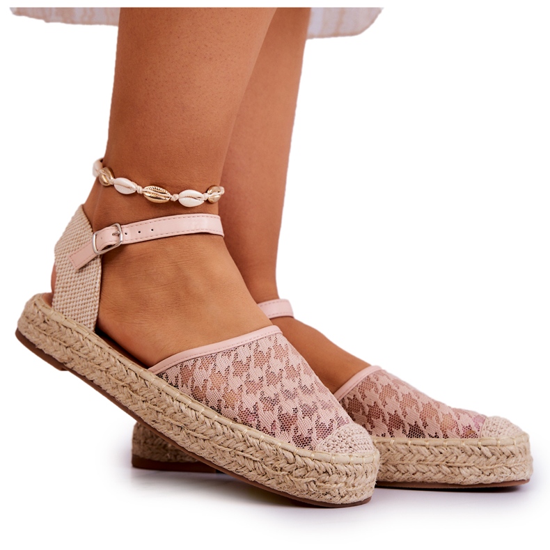 Damen-Espadrilles mit Schnalle Nude Charlene beige