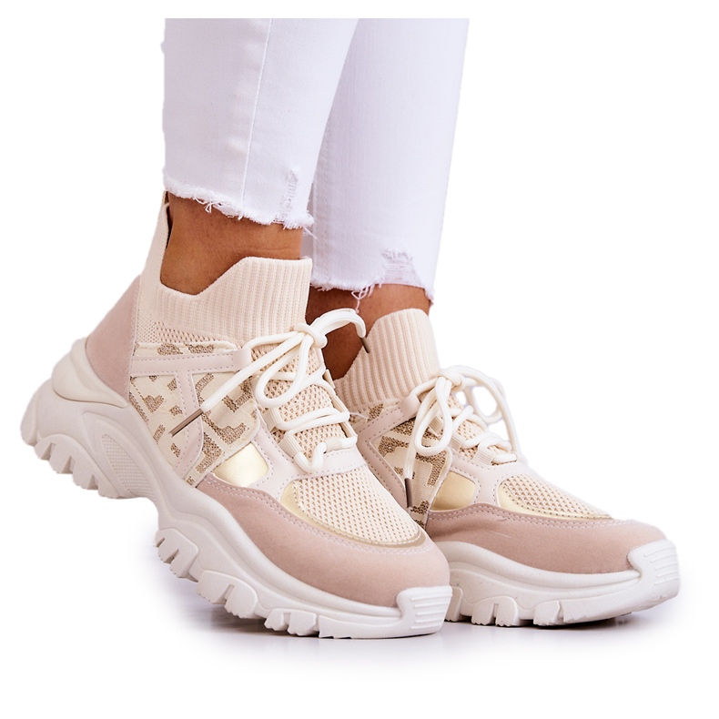 Turnschuhe Sportschuhe Beige-Gold Phinell