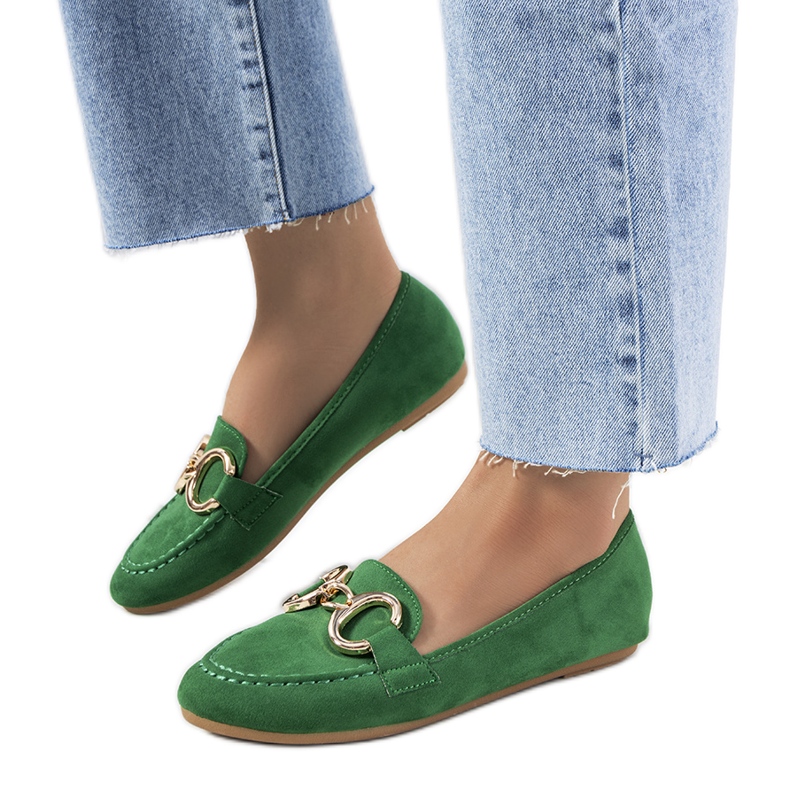 Grüne Loafer mit Castor-Schnalle