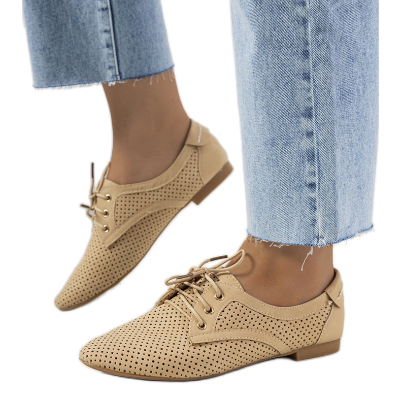 Beige Tapleys durchbrochene Schuhe