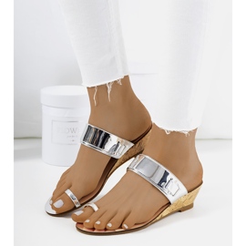 Silberne offene Keilpantoffeln Trentino silber-