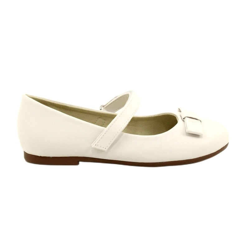 Weiße Ballerinas mit Klettverschlussschleife