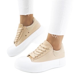 Braune Turnschuhe auf der Venancia-Plattform beige khaki