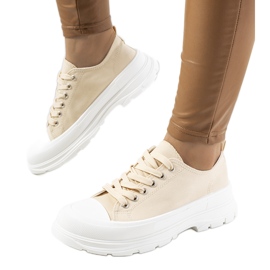Beige Turnschuhe mit dicker Prenzel-Sohle