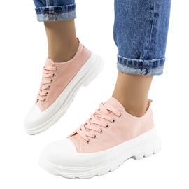 Pinke Sneakers mit dicker Prenzel-Sohle rosa