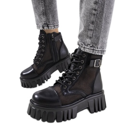 Schwarze Stiefel mit durchbrochenem Potts-Obermaterial