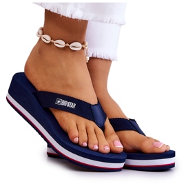 Damen-Flip-Flops auf dem Keil Big Star JJ274A331 Marineblau