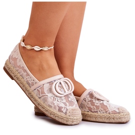 Damen-Spitzen-Espadrilles mit beiger Sommertraum-Dekoration