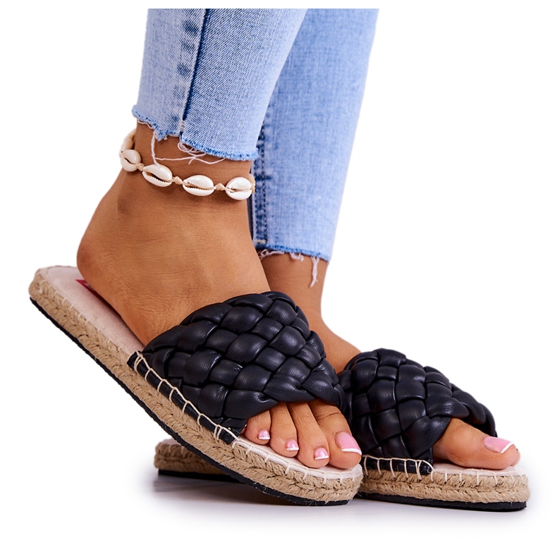 Geflochtene Lederhausschuhe Big Star JJ274919 Schwarz