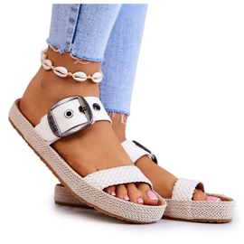 Modische Hausschuhe mit Schnalle Big Star JJ274729 Weiß