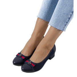 Marineblaue durchbrochene Pumps Seema