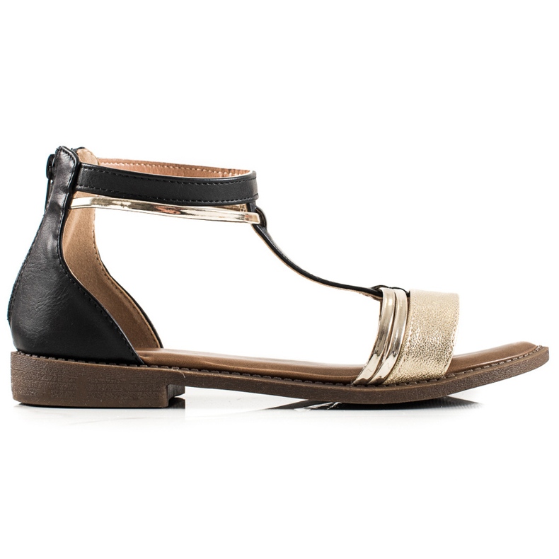 W. Potocki Potocki schwarze Sandalen golden