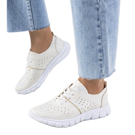 Enid weiße holografische Turnschuhe beige