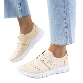 Enid Gold Holographische Turnschuhe beige golden