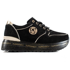 Filippo Mode-Turnschuhe aus Leder schwarz