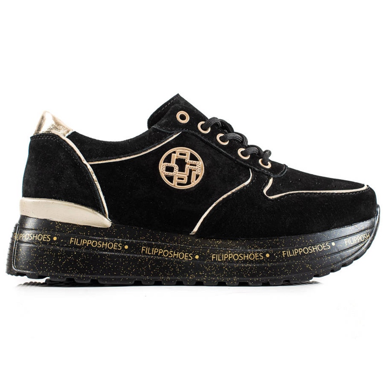 Filippo Mode-Turnschuhe aus Leder schwarz