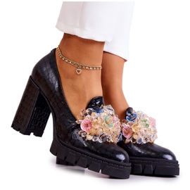 PA2 Elegante Pumps mit schwarzem Caterine-Schlangen-Ornament