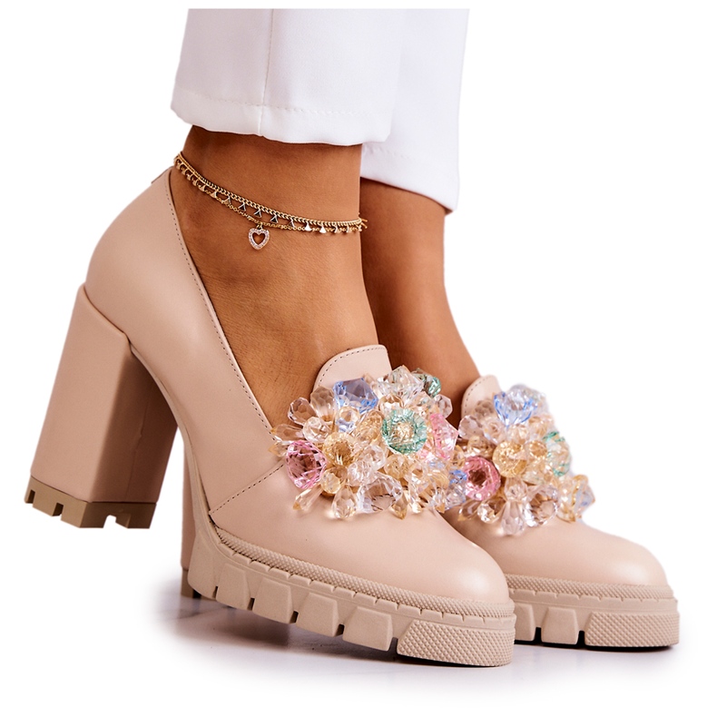 PA2 Elegante Pumps mit Verzierung Caterine in Uni-Beige