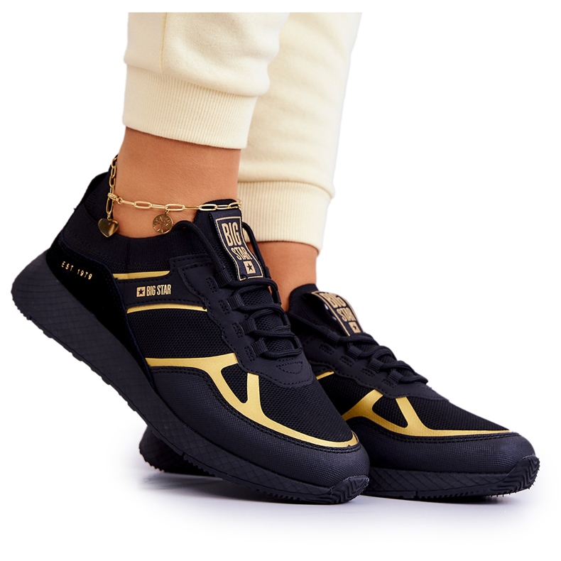 Damen Sneakers Big Star JJ274A195 Schwarz-Gold golden