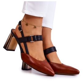 Sergio Leone Modische Lederpumps Maciejka 05498-29 Braun und Schwarz